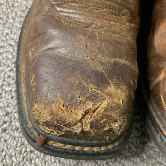 Ariat Mens Boots Size 9EE‎ Brown Gold Leather Pull On Square Toe Western - Picture 5 of 12